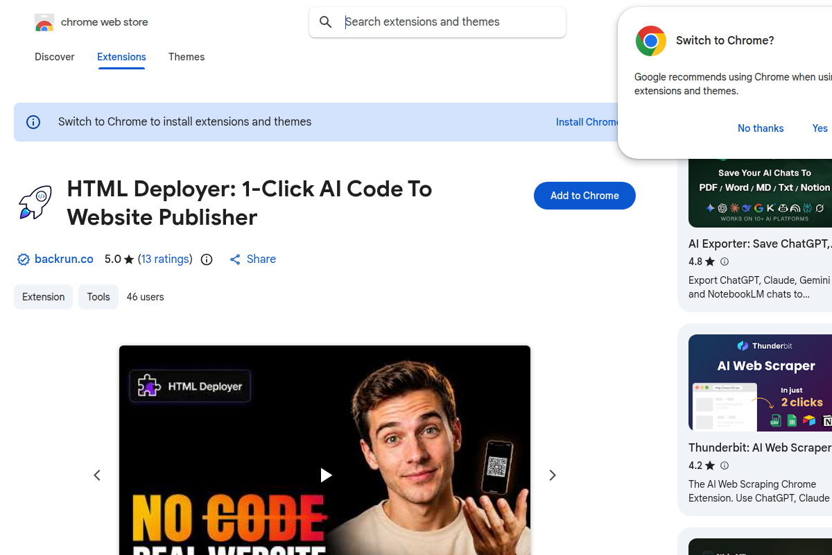HTML Deployer: 1-Click AI Code To Website Publisher screenshot