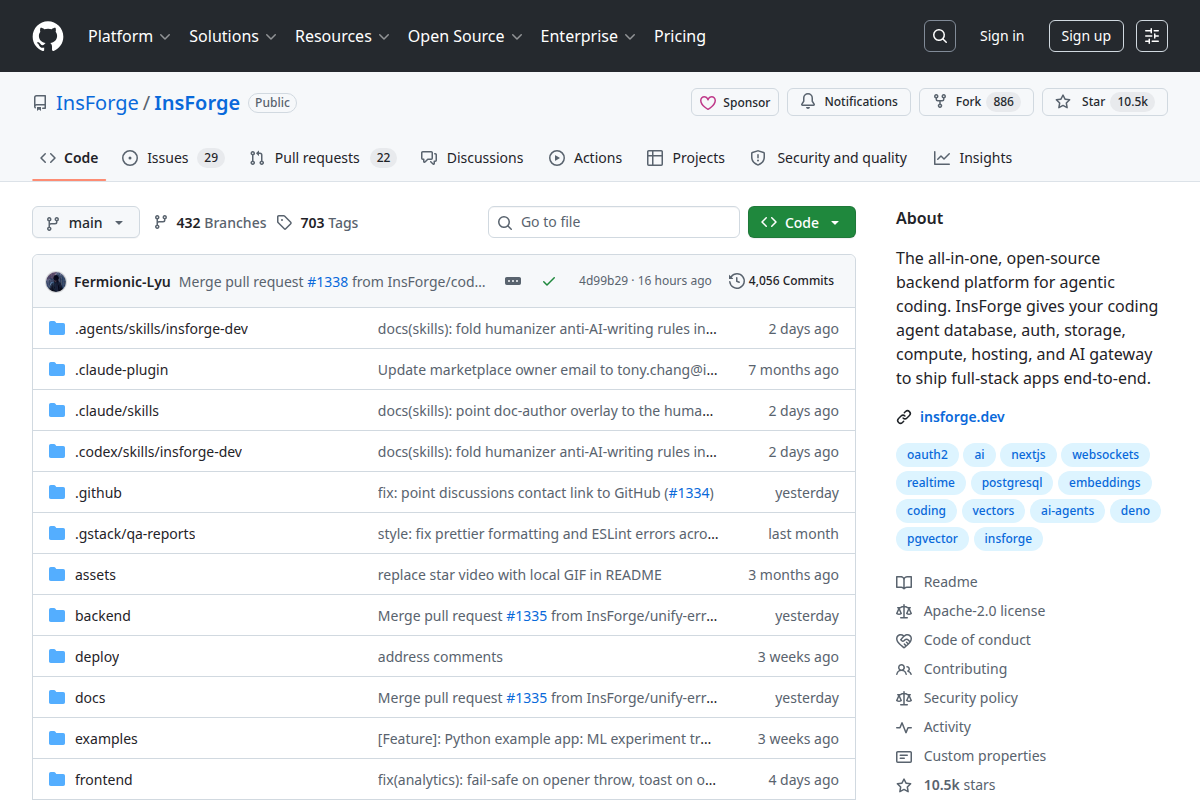 InsForge screenshot