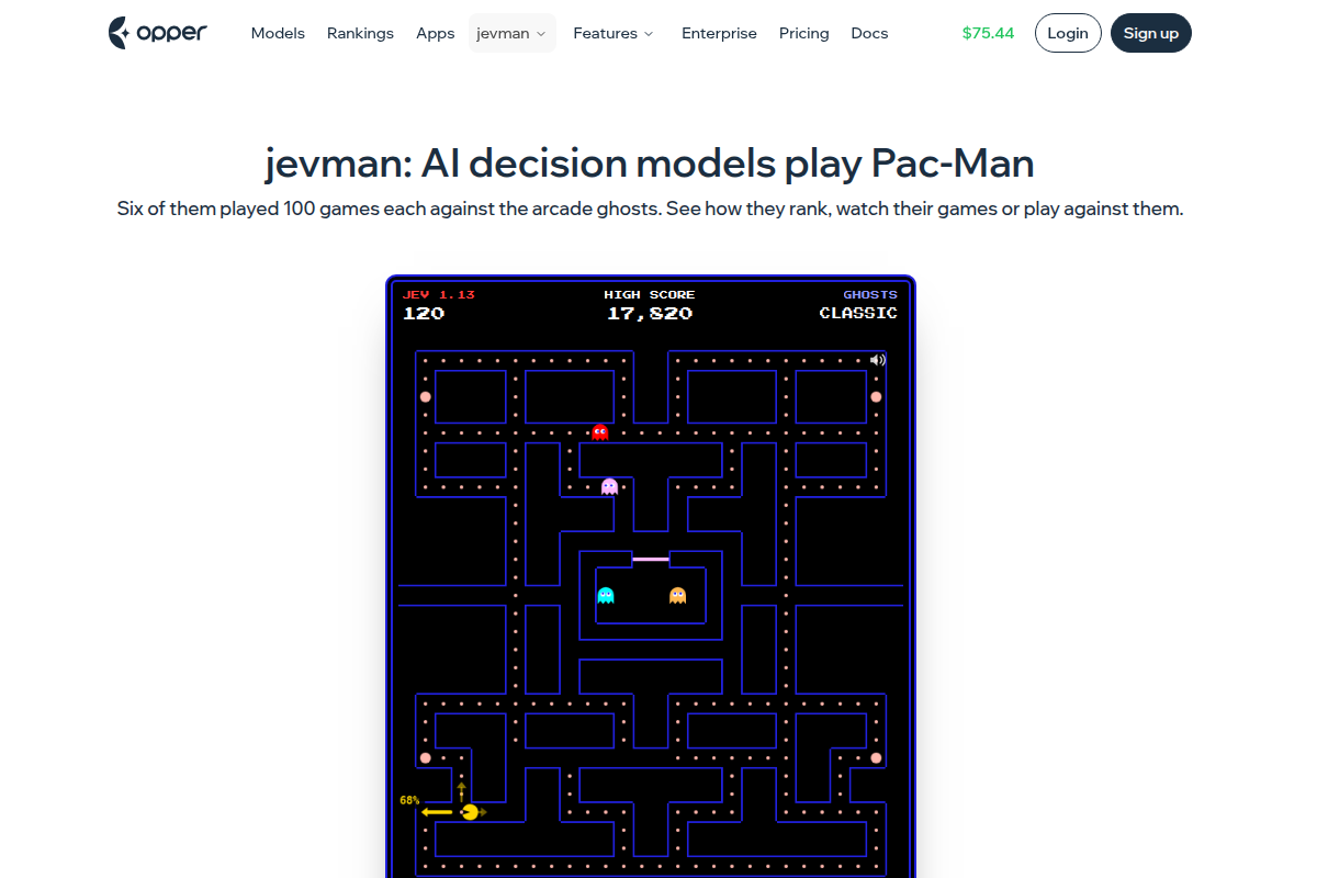 jevman: a Pac-Man benchmark for decision models screenshot
