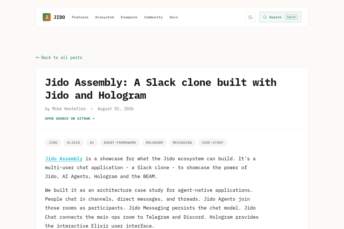 Jido Assembly: A Slack clone built with Jido and Hologram screenshot