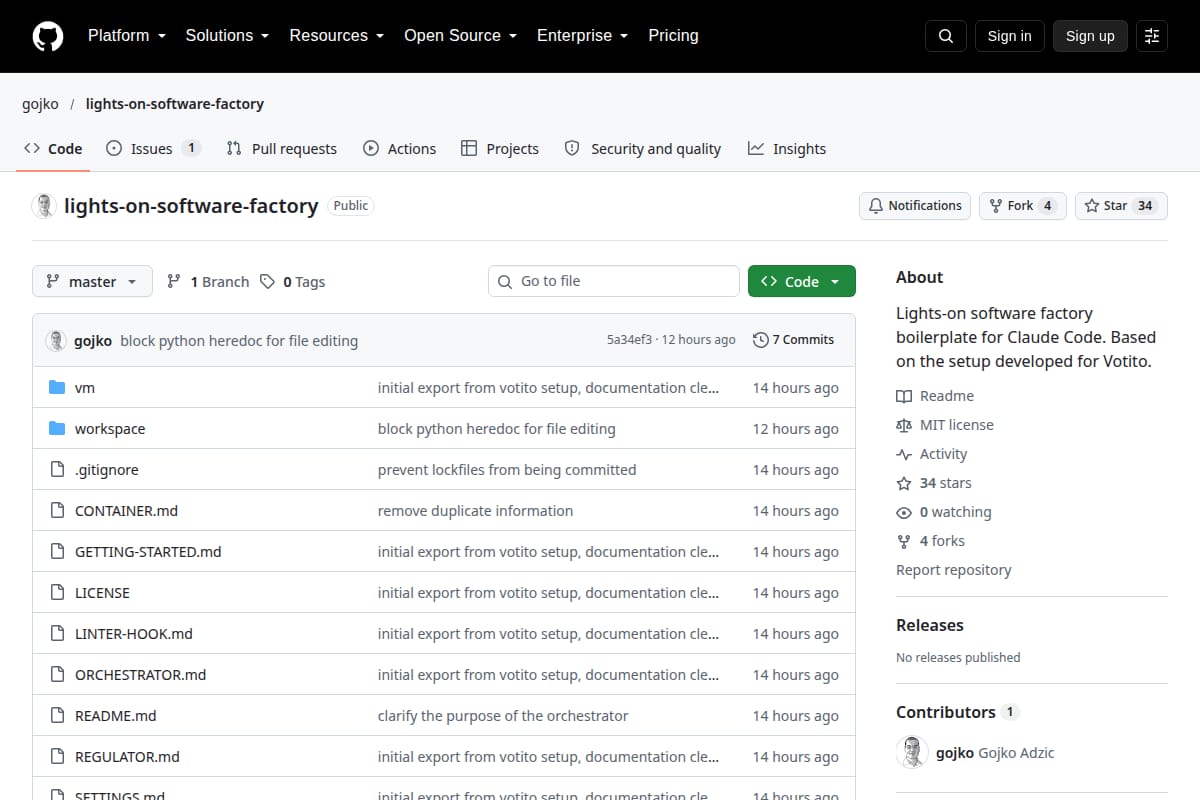 Lights-on software factory boilerplate for Claude Code thumbnail