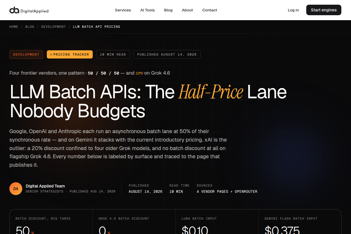 LLM Batch APIs: The Half-Price Lane Nobody Budgets screenshot