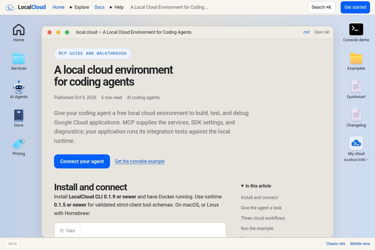LocalCloud MCP: local cloud workflows for coding agents thumbnail