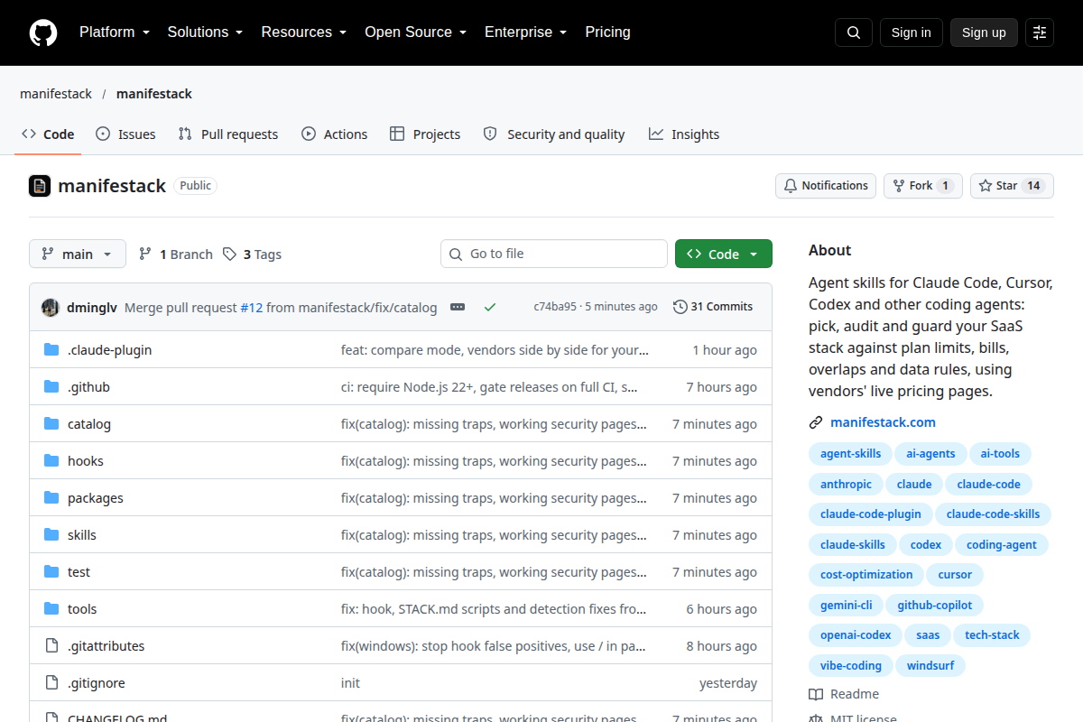 Manifestack screenshot