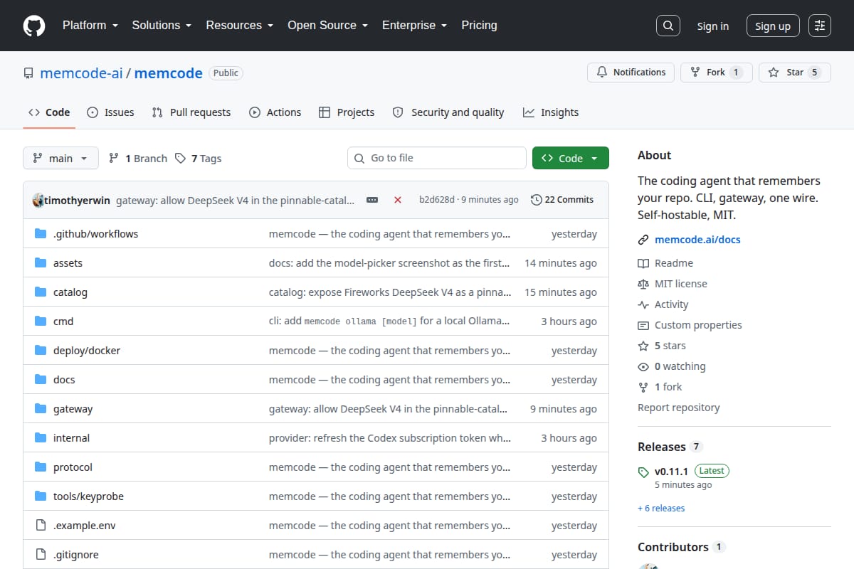 Memcode screenshot