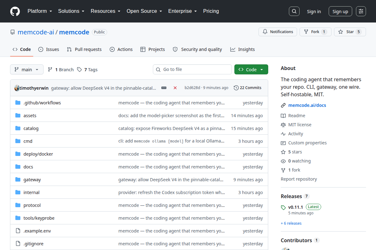 Memcode screenshot