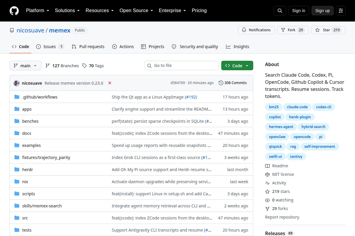 Memex: Agent Session Search thumbnail
