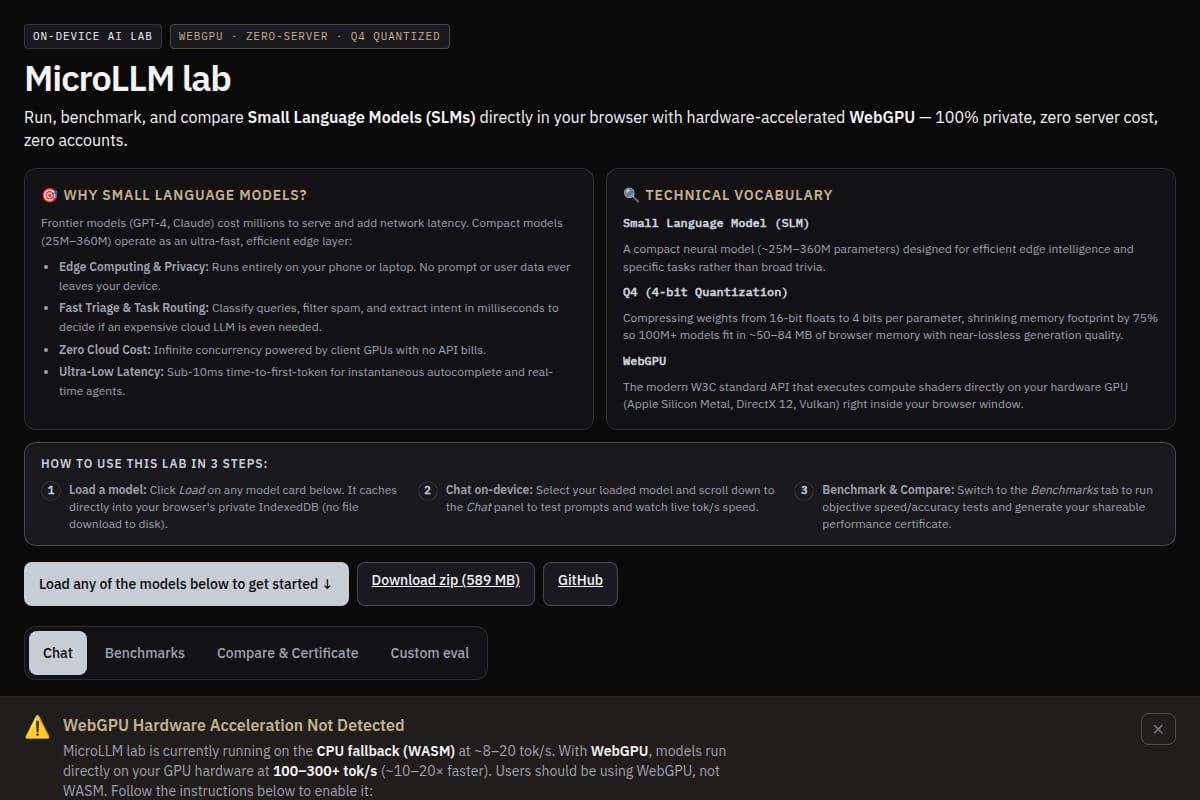 MicroLLM Lab screenshot