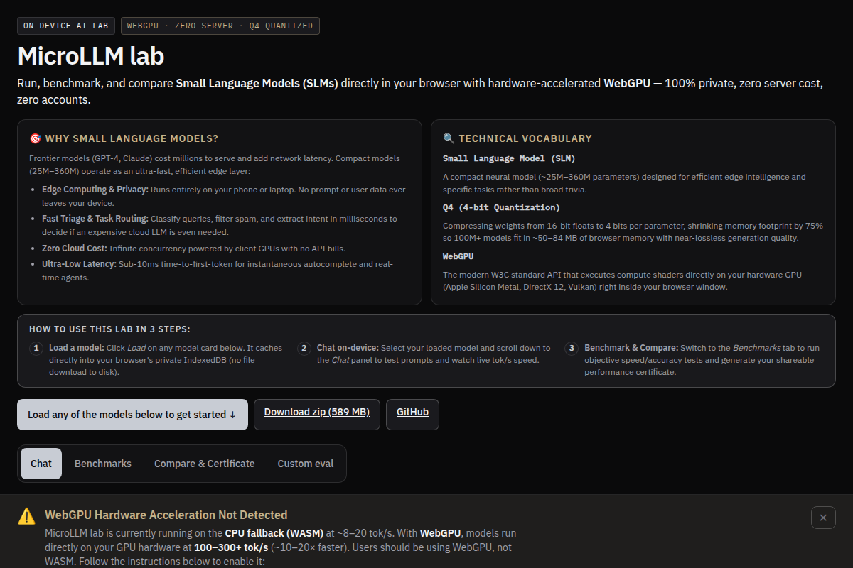MicroLLM Lab screenshot