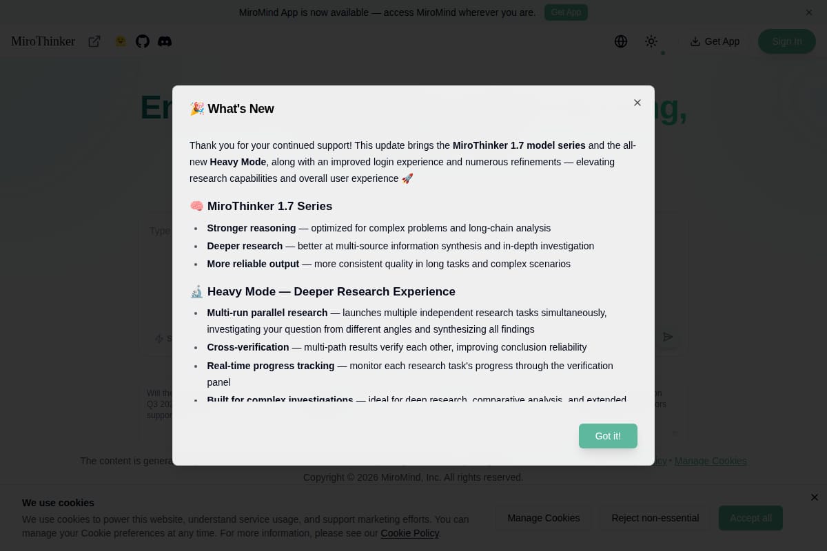MiroThinker screenshot