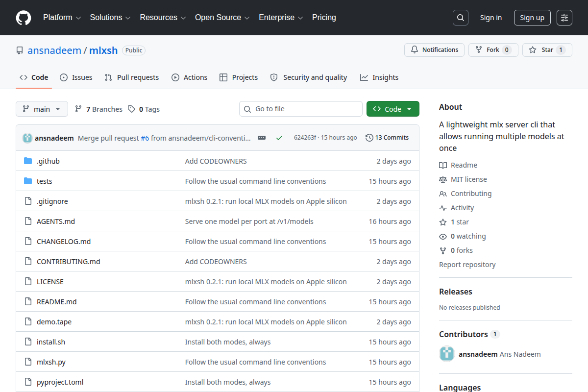 mlxsh screenshot