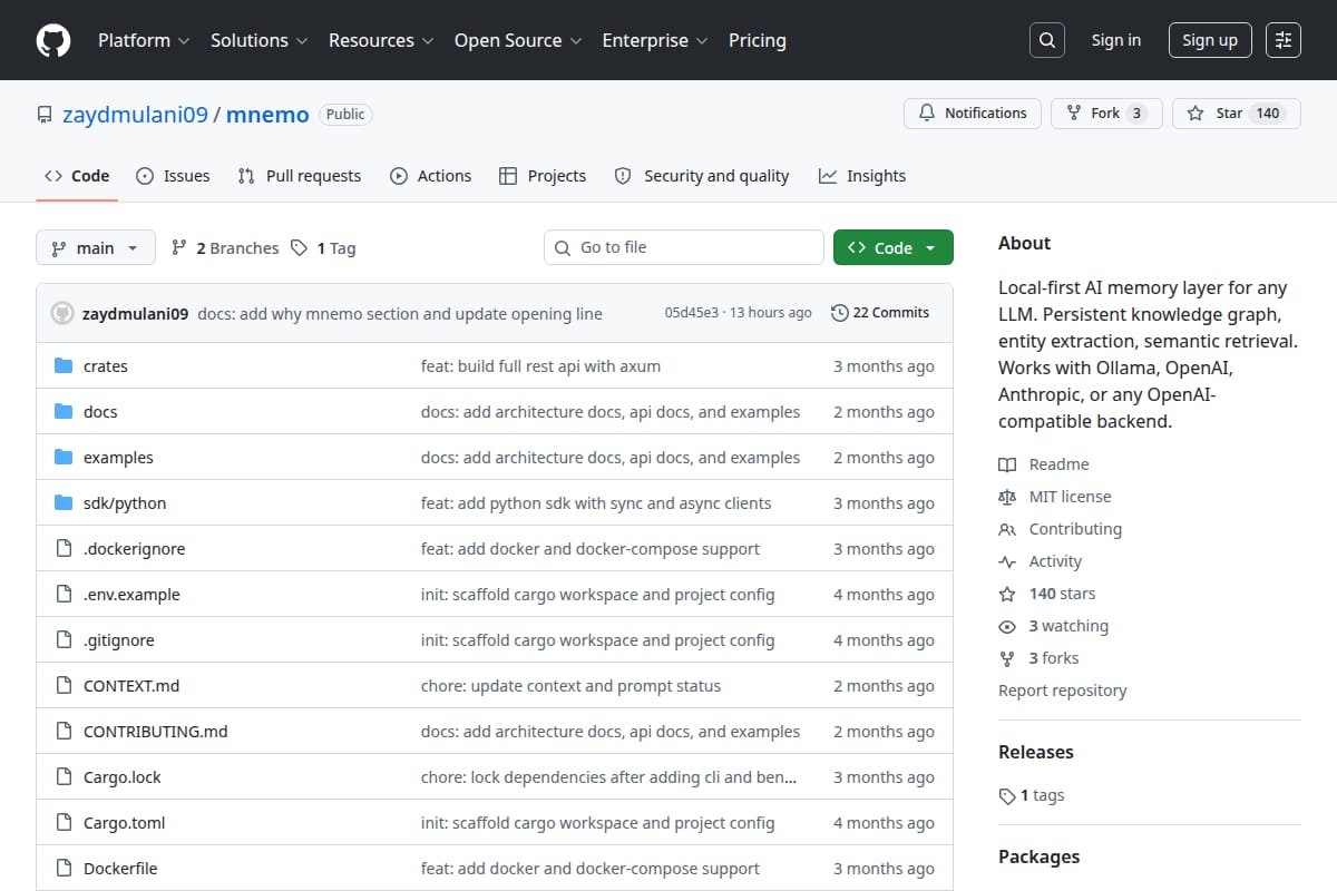 Mnemo screenshot