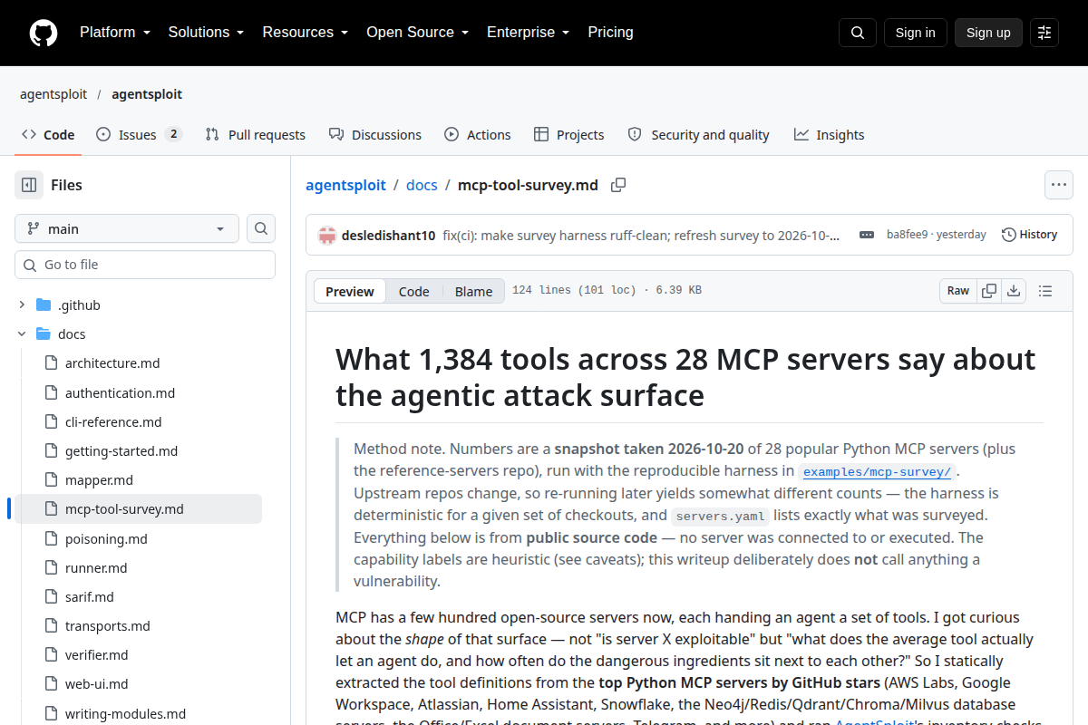 Most popular MCP servers mix untrusted-input tools and action tools screenshot