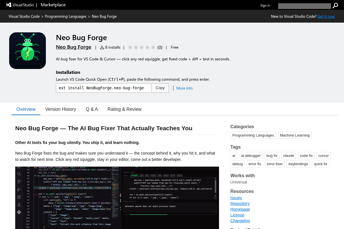Neo Bug Forge screenshot