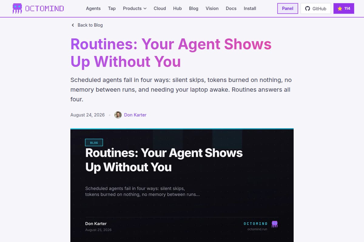 Octomind Routines screenshot