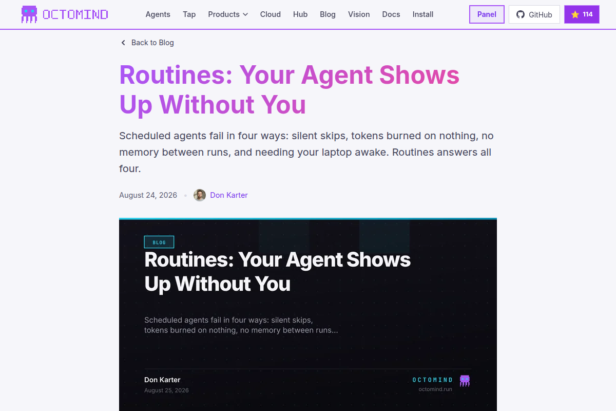 Octomind Routines screenshot