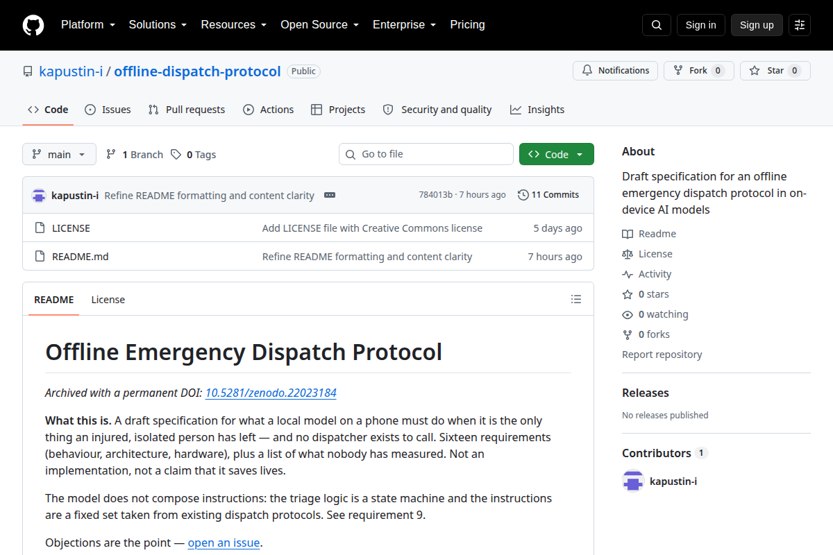 Offline Emergency Dispatch Protocol screenshot