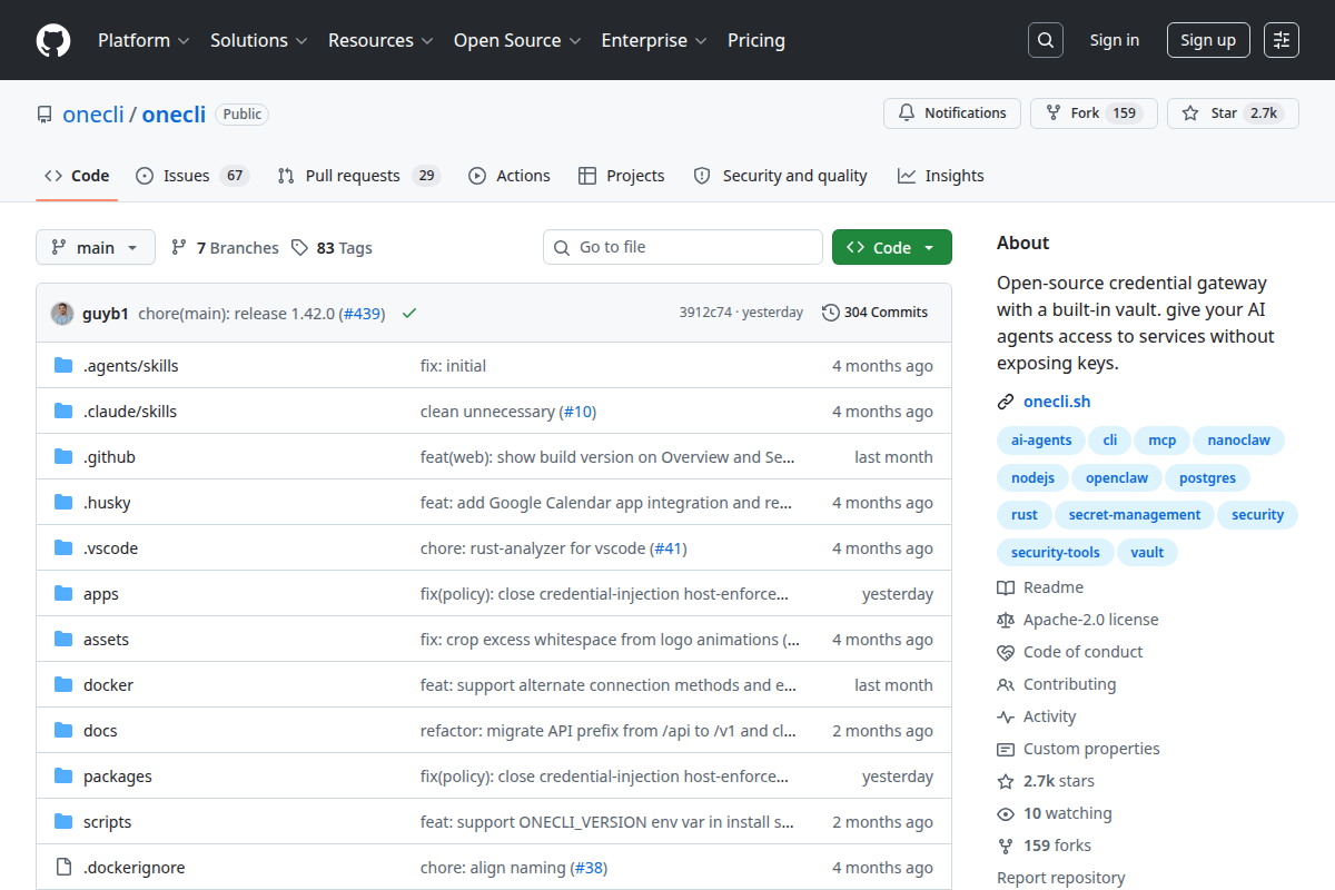 OneCLI screenshot