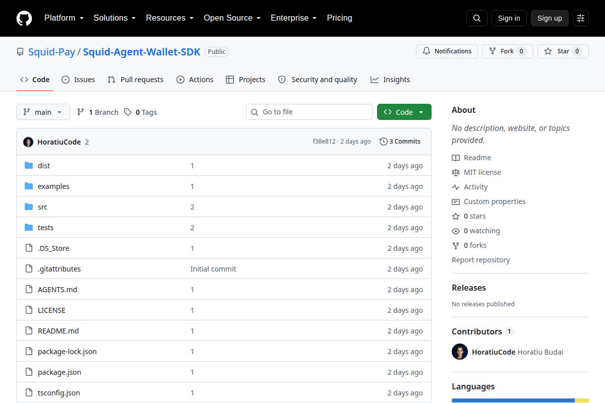 Open-source wallet SDK for AI agents screenshot