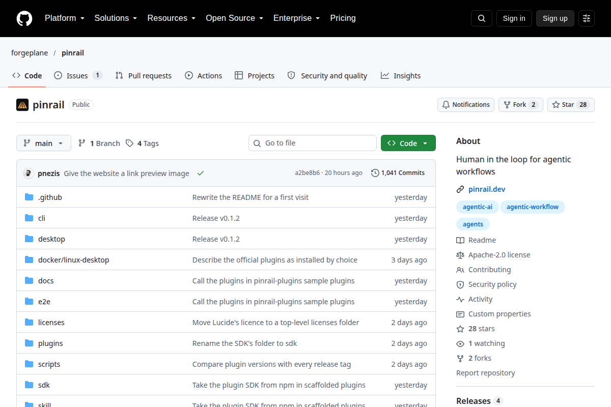 Pinrail screenshot