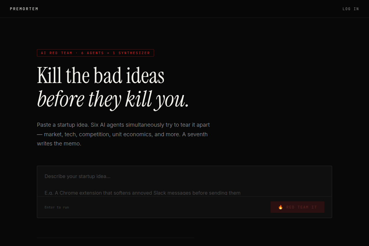 Premortem screenshot