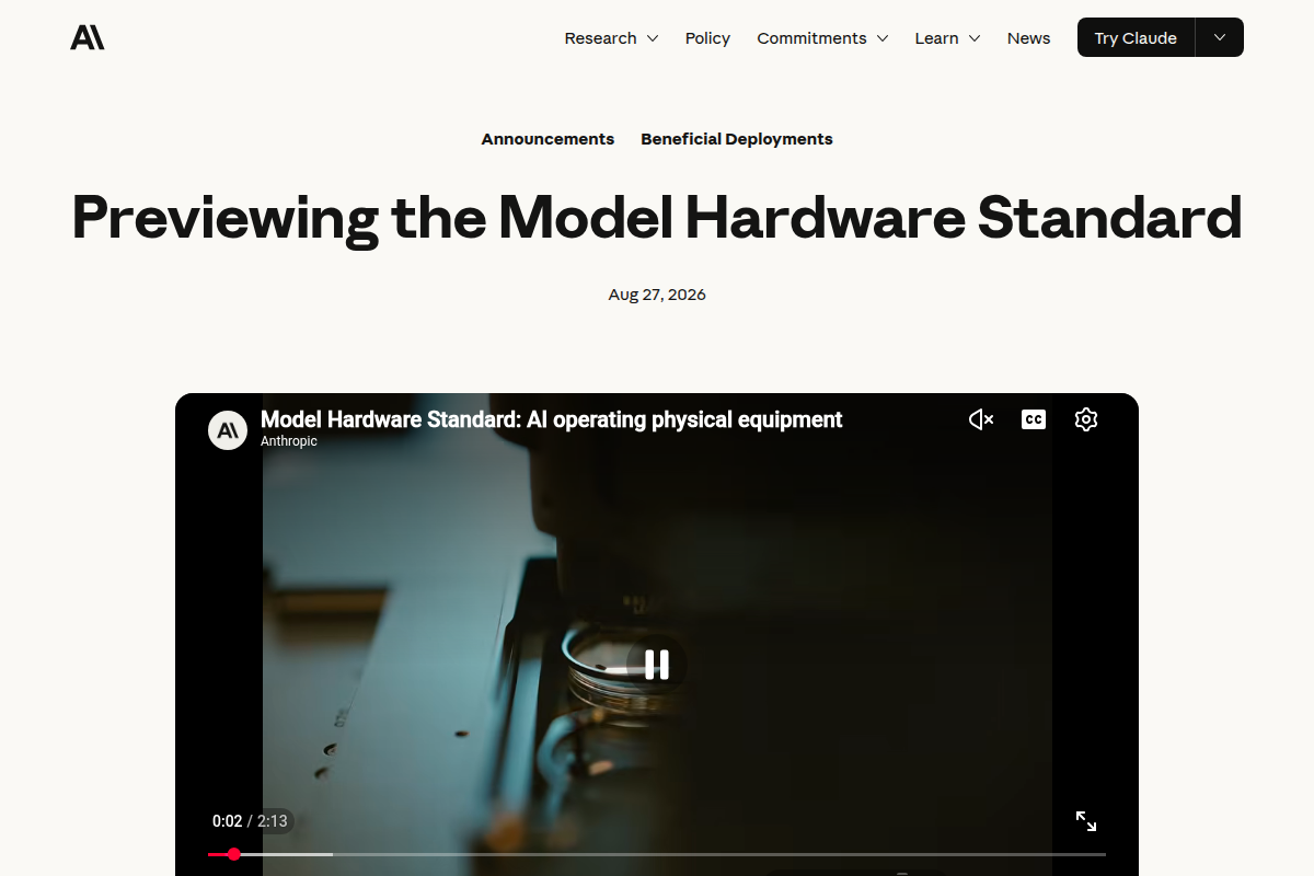 Previewing the Model Hardware Standard screenshot