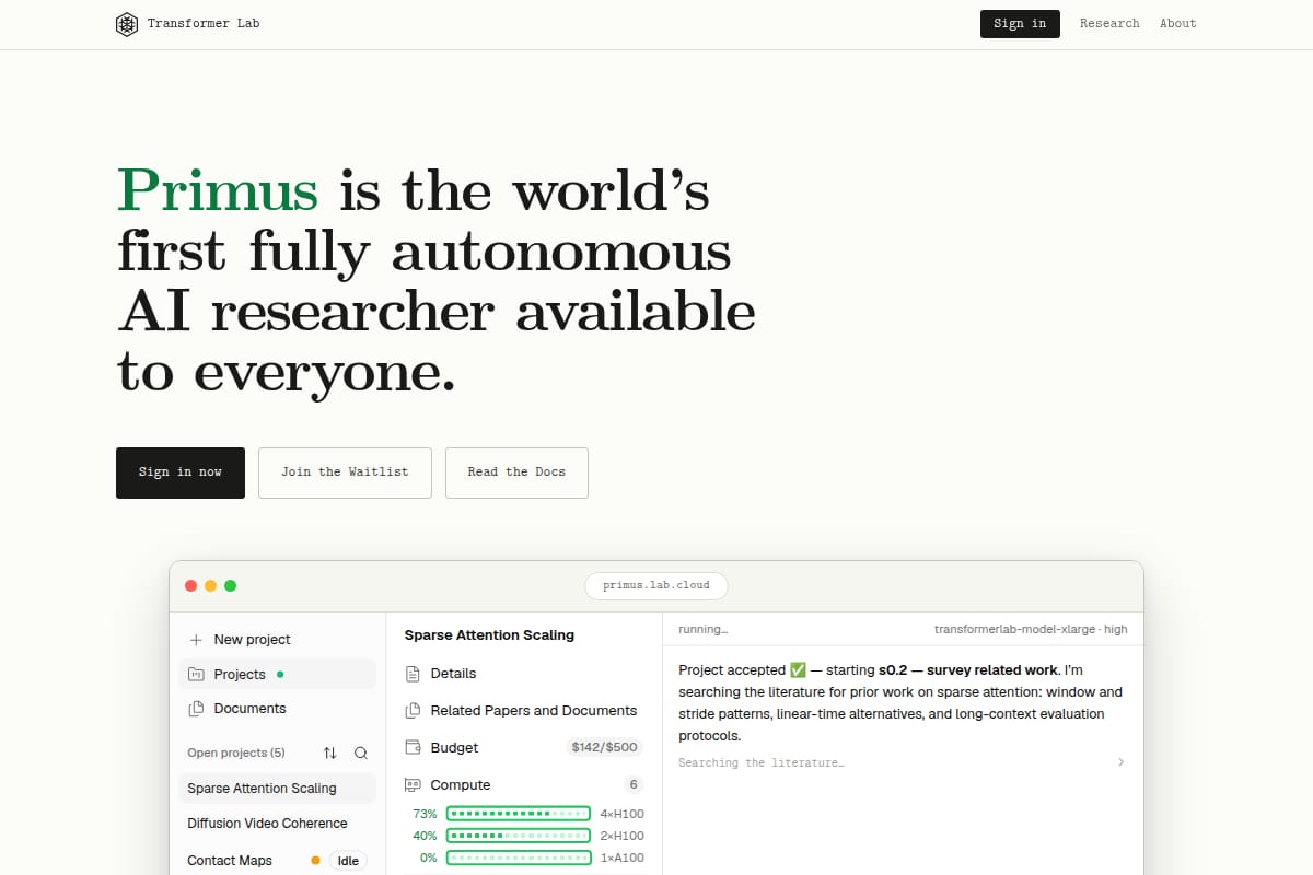 Primus AI Researcher – Free screenshot