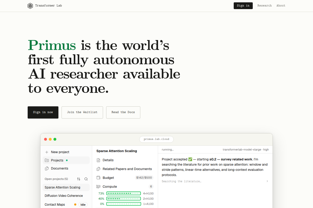 Primus AI Researcher – Free screenshot