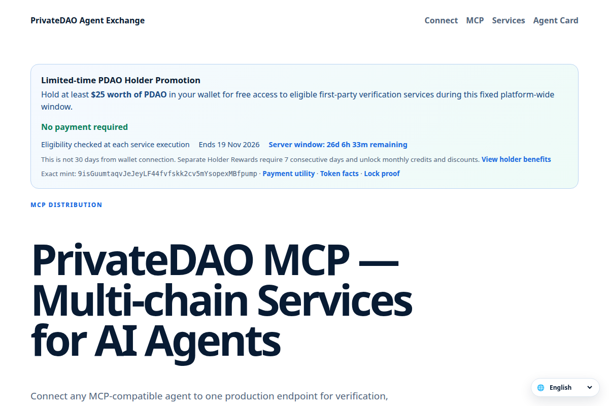 PrivateDAO Agent Exchange screenshot