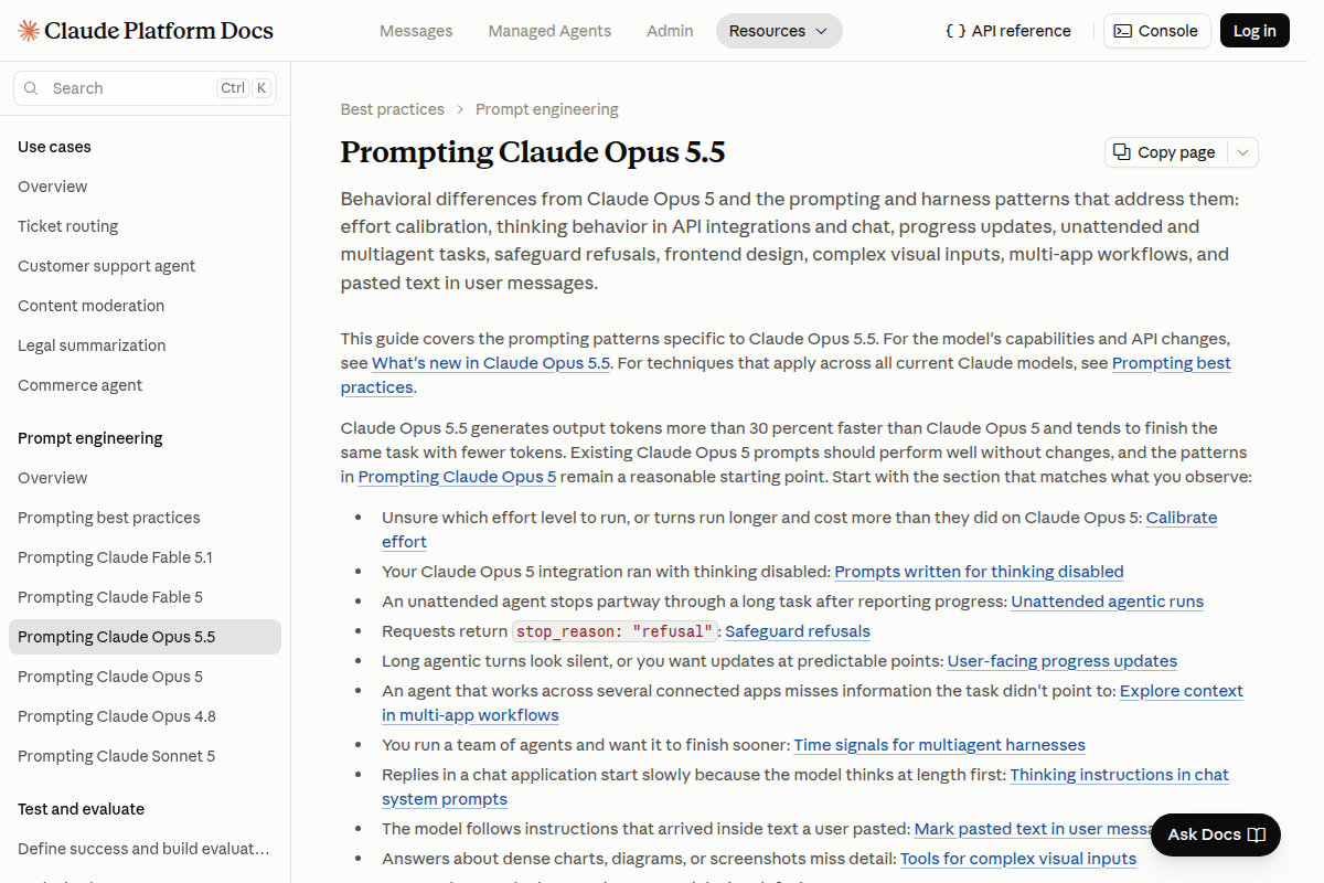 Prompting Claude Opus 5.5 screenshot