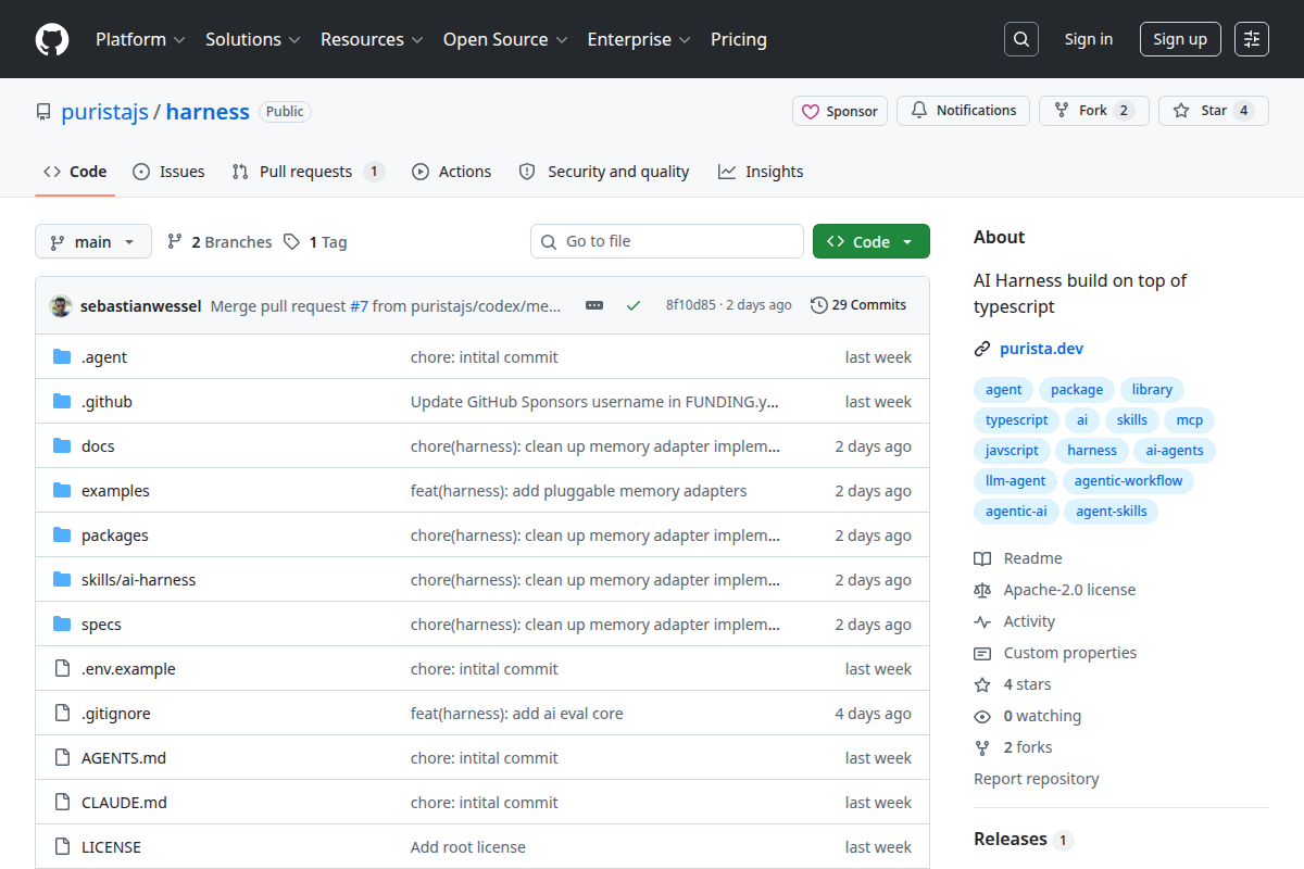 PURISTA Agent Harness screenshot
