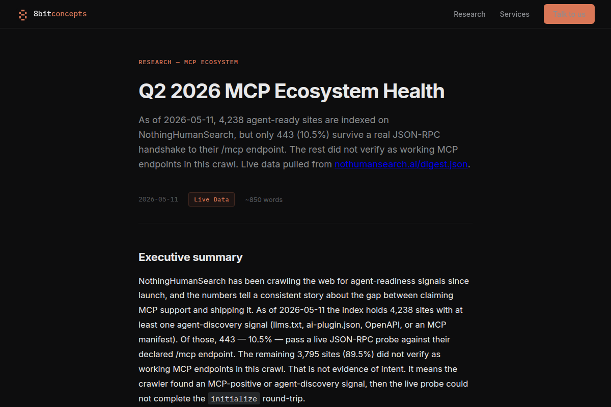 Q2 2026 MCP Ecosystem Health screenshot