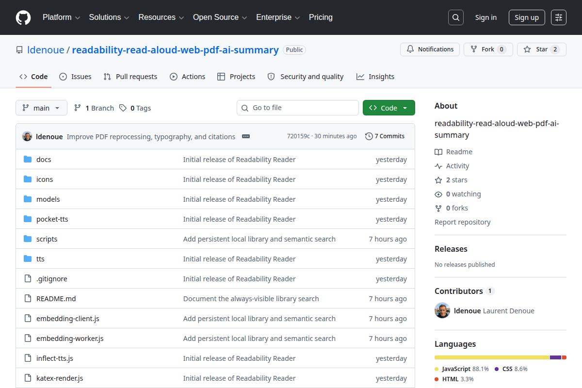 Readability Reader screenshot