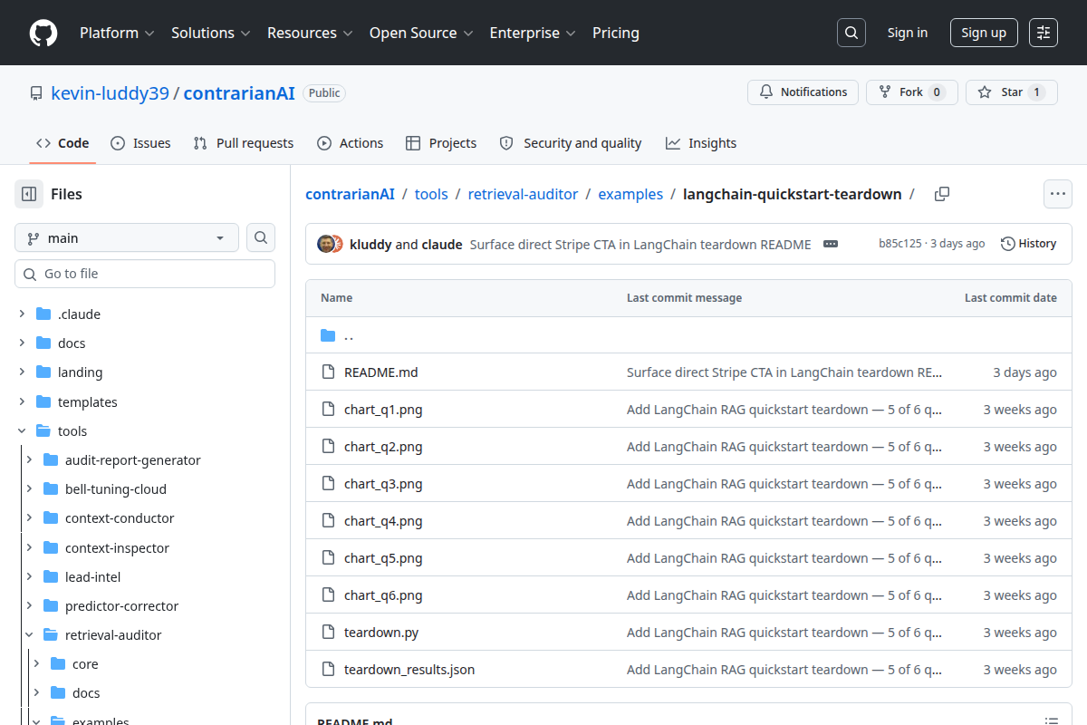 Retrieval Auditor for LangChain RAG Quickstart screenshot