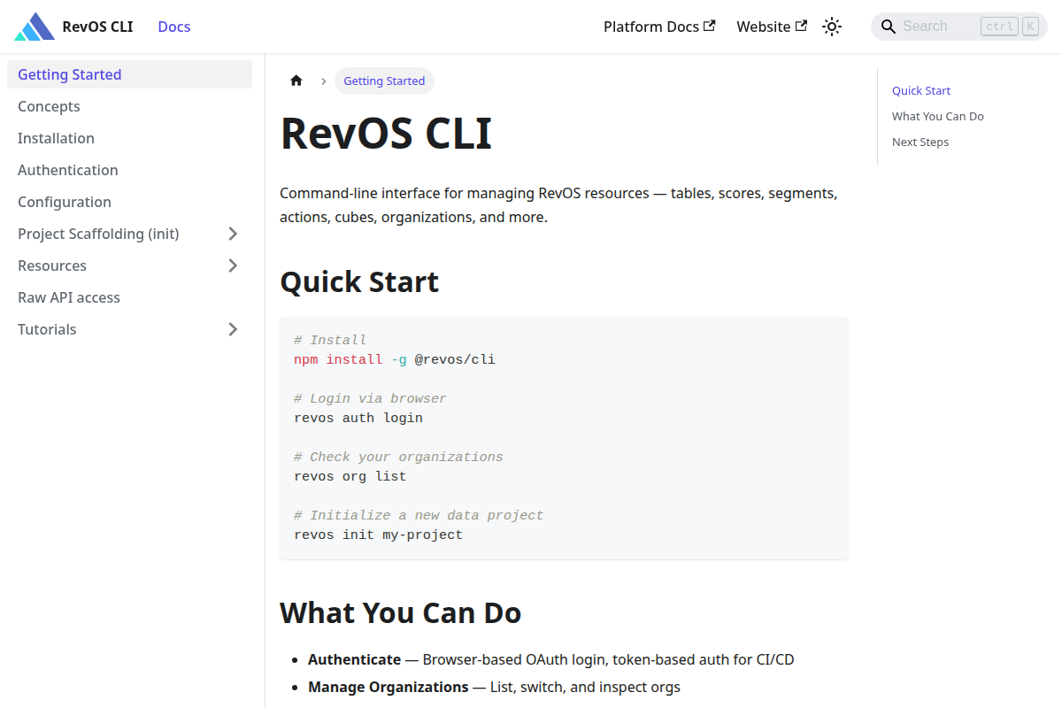 RevOS CLI screenshot