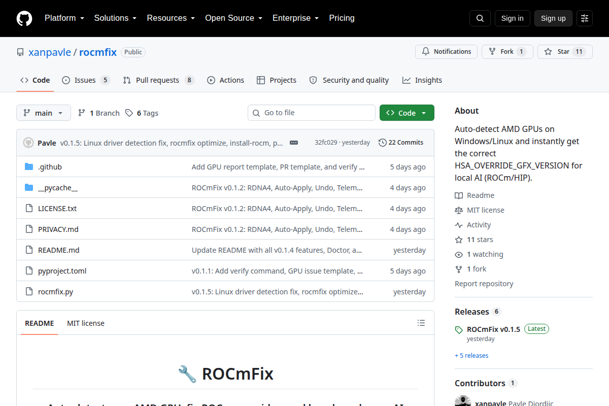 ROCmFix screenshot