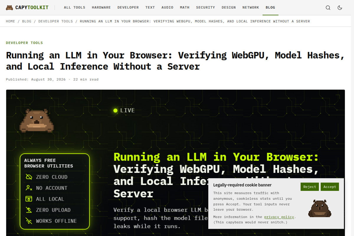 Running an LLM in Your Browser: Verifying WebGPU, and Local Inference screenshot