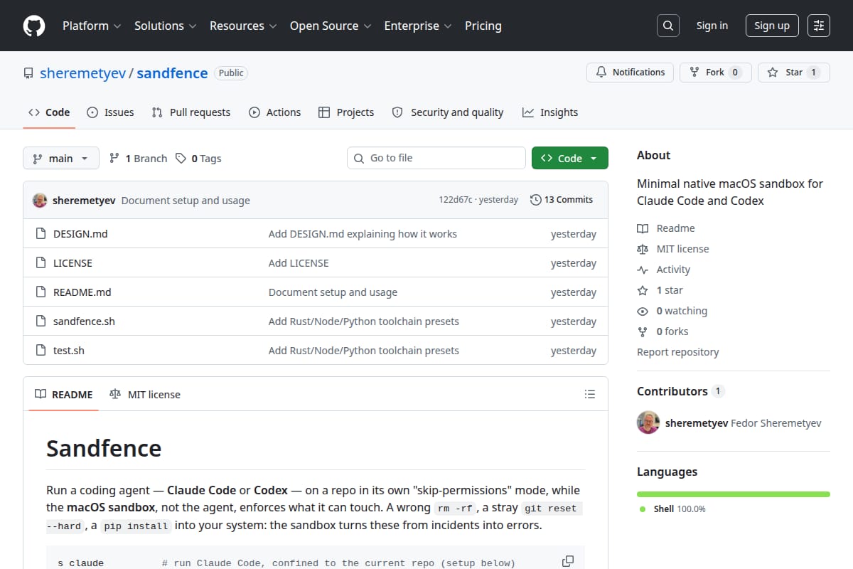 Sandfence screenshot