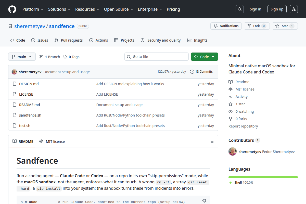 Sandfence screenshot