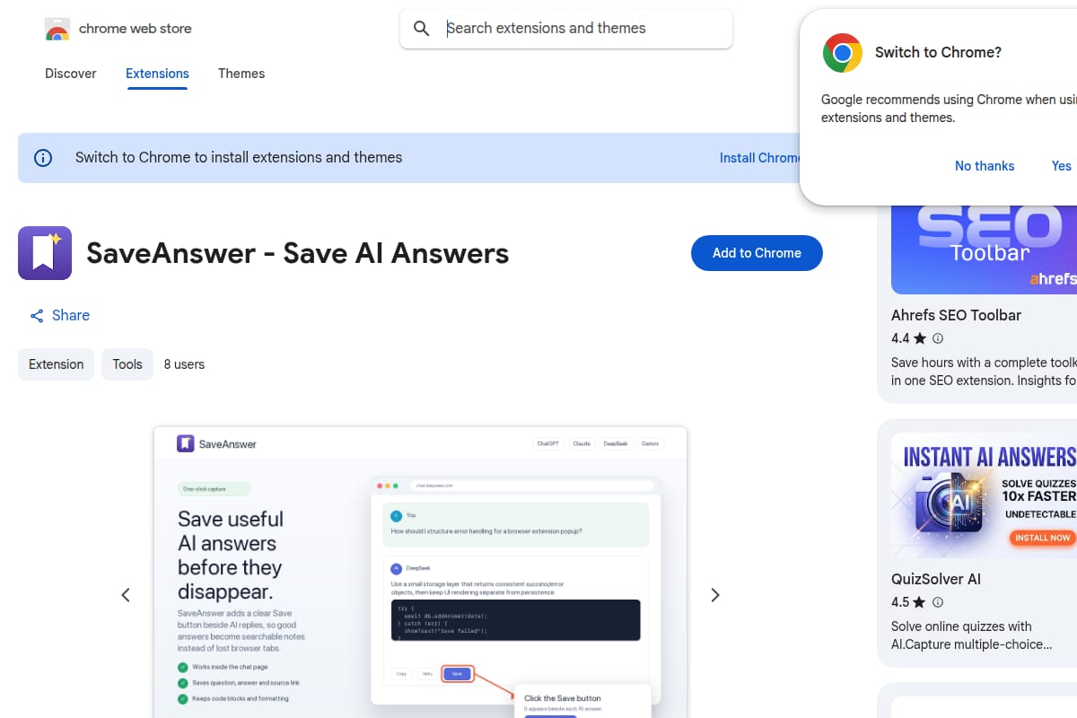 SaveAnswer screenshot