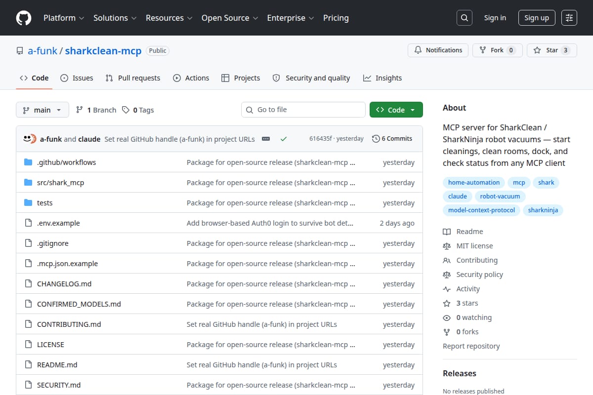 sharkclean-mcp screenshot