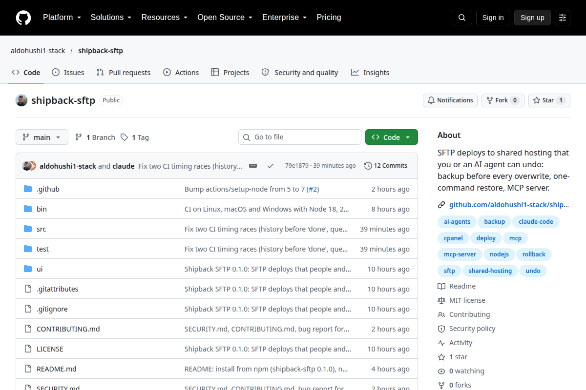 Shipback SFTP screenshot