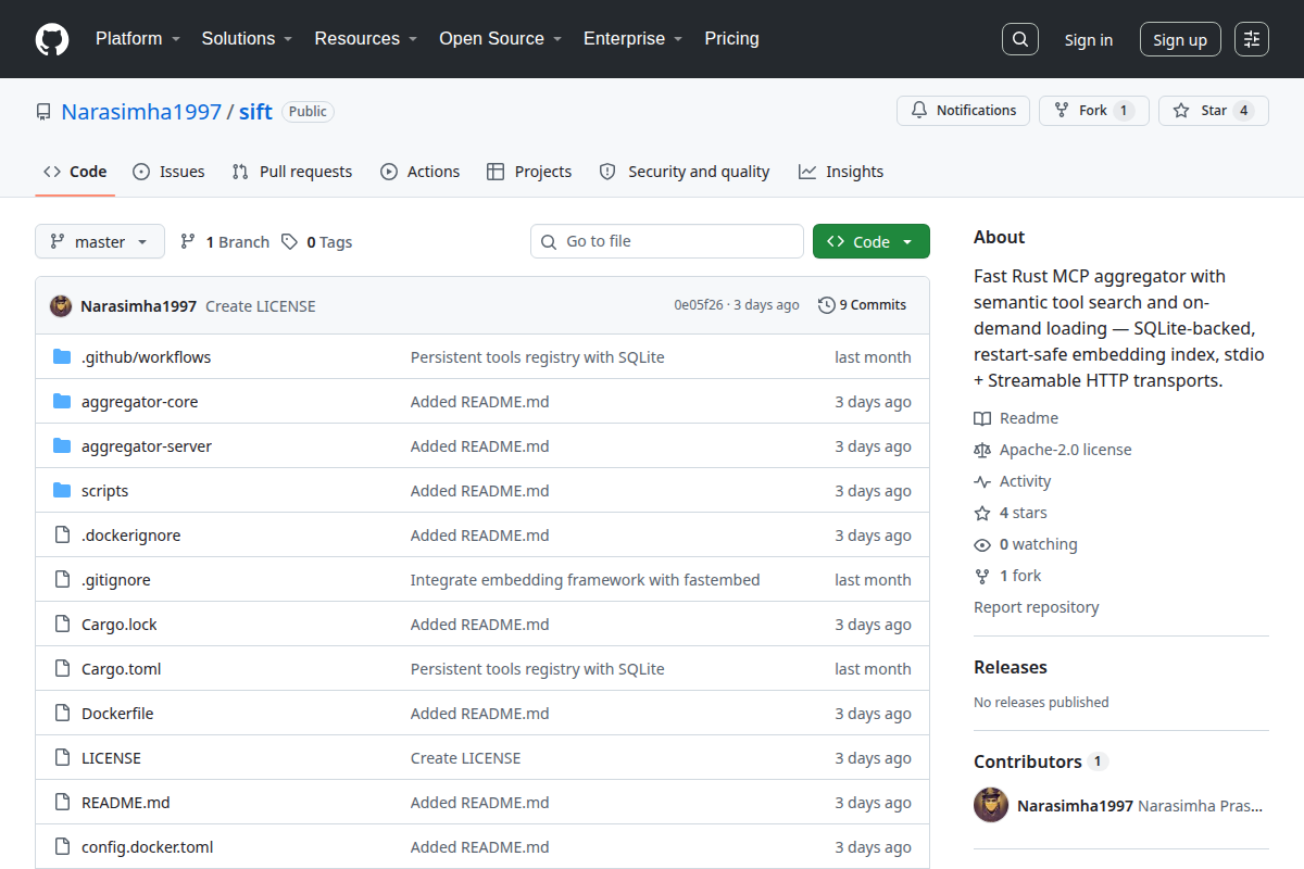 Sift screenshot
