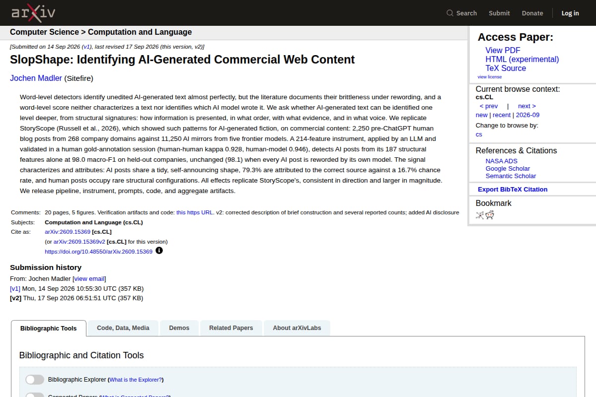 SlopShape: Identifying AI-Generated Commercial Web Content thumbnail