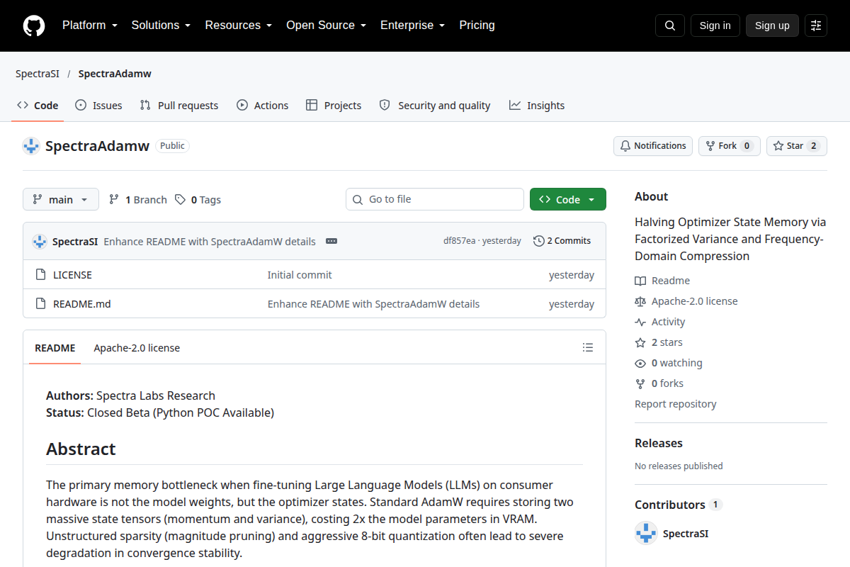 SpectraAdamw screenshot