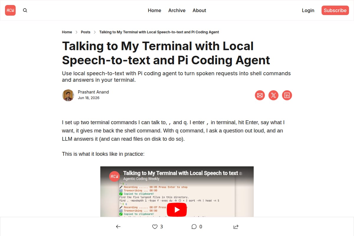 Talking to My Terminal with Local Speech-to-Text and Pi Coding Agent screenshot