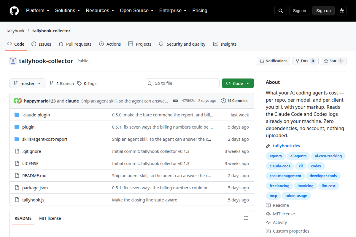 tallyhook-collector screenshot