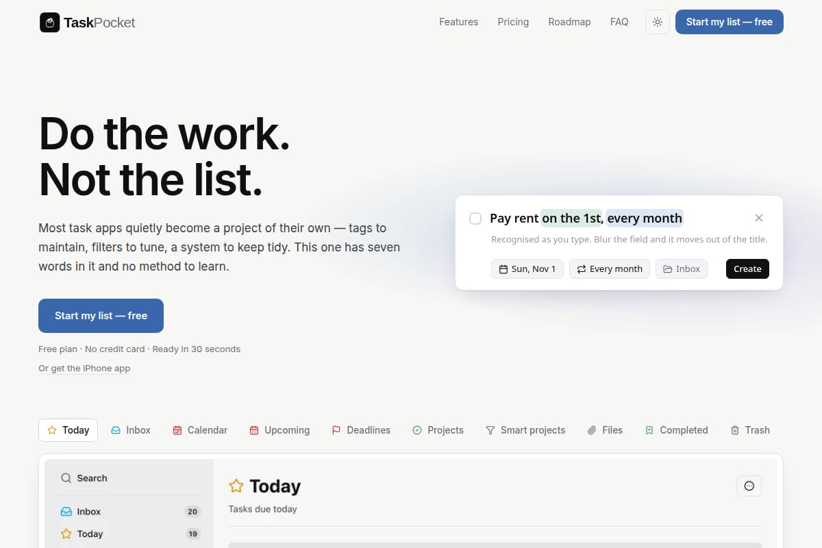 TaskPocket screenshot