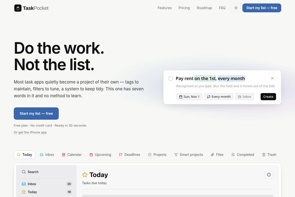 TaskPocket screenshot