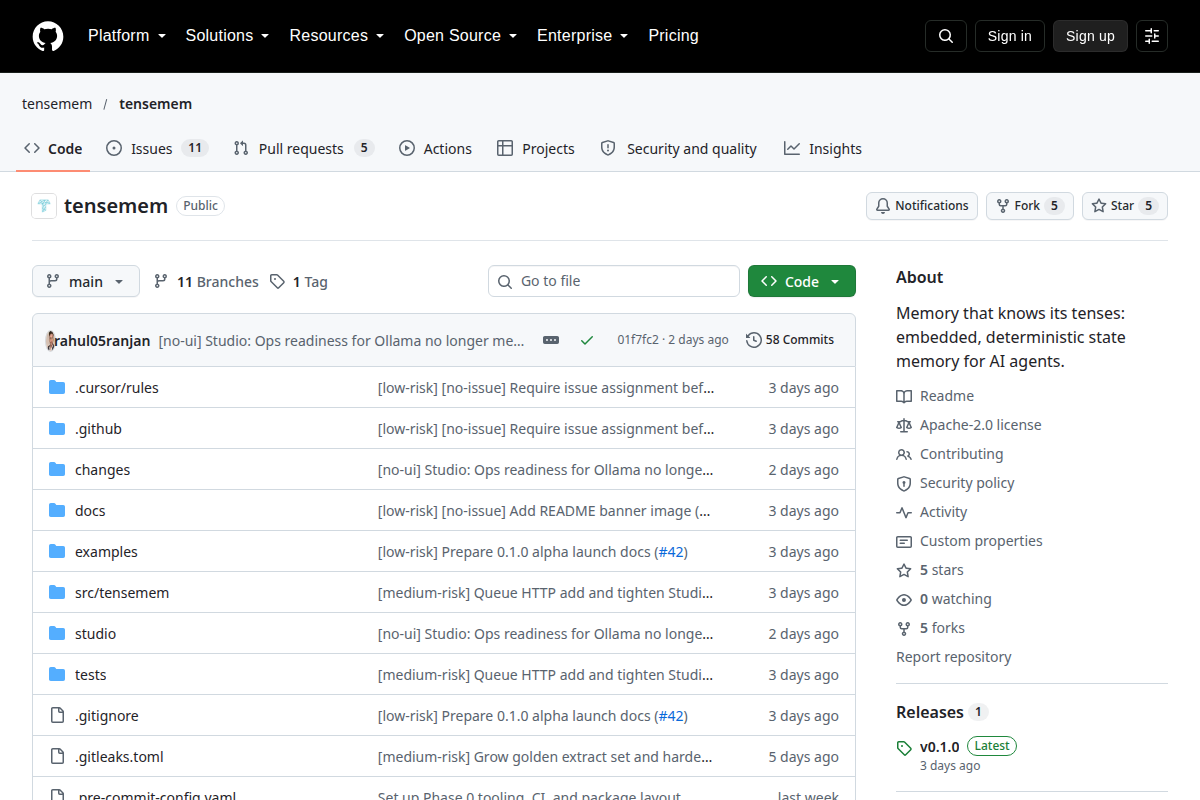 TenseMem screenshot